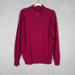 Callaway Pima Cotton Cardigan Sweater XL‎ Magenta Burgundy Full Zip Golf Tennis